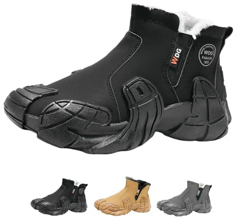 Thermal Boots for Men Women, Winter Fleeced Waterproof Boots Warm Fleece Lining Lightweight Comfort Non-slip Side Zip Design (Black, US, Adult, Men, 10, Numeric Range, US Footwear Size System, 10.5, Medium)