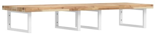 vidaXL Waschtischplatte mit Halterung, Holzplatte Waschtischkonsole Wandmontage, Waschbeckenplatte Wandkonsole Wandregal, Stahl Massivholz Akazie