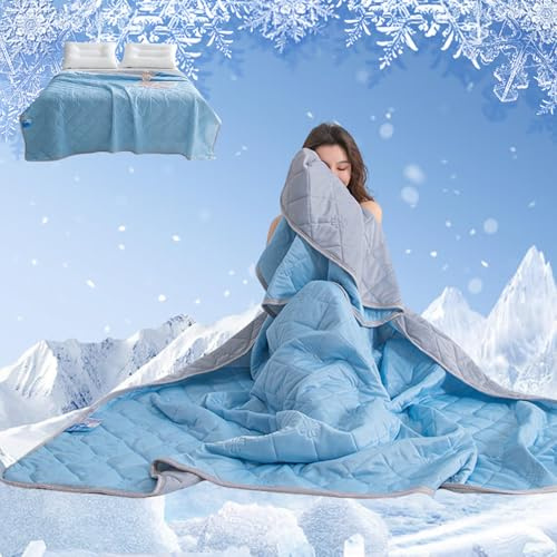 Kühldecke, Eisseide Bettdecke, Sommerdecke Vakuumverpackt (Blau,150x200cm) | Doppelseitig Kühlende Bettdecke aus Eisseide, Kühlbettdecke, Dünne Steppdecken, Kühl Decke, Maschinenwaschbar