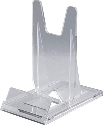 Home Xpert Telleraufsteller, Tellerständer, Tellerhalter, transparent, 7 cm breit, 12 cm tief, 12 cm hoch, für Teller von Ø 13 bis 40 cm