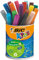 BIC Kids Visacolor XL Feutres de Coloriage à Pointe Large Et Résistante, Lavables, Encre à base d'eau - Couleurs Assorties, Pot de 18