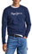 Pepe Jeans Eggo Men's T-Shirt Slim Fit Long Sleeve Blue (Navy), M