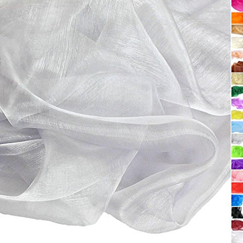 TOLKO 1m Organza Stoffe zum Nähen Meterware | Hauch Zart, Fein, Durchsichtig | zum Dekorieren Basteln 145cm breit | leichter Glanz Stoff für Gardine Vorhänge Tischdecken Deko Schals (Hell Silber)