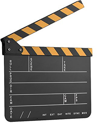 Docooler Filmklappe, Regieklappe Acryl Clapboard Dry Erase Director Film-Film Clapper Board Slate mit Gelb / Schwarz Stick, Schwarz