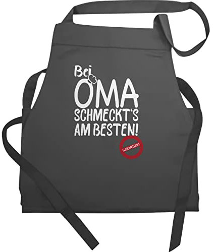 Schürze - Küche - Bei Oma schmeckts am besten - Omi Geschenk - 60x87 - Anthrazit - geschenke für großmutter sprüche koch oma. kochschürze die küchen omas küchenschürze geschenk+oma spruch