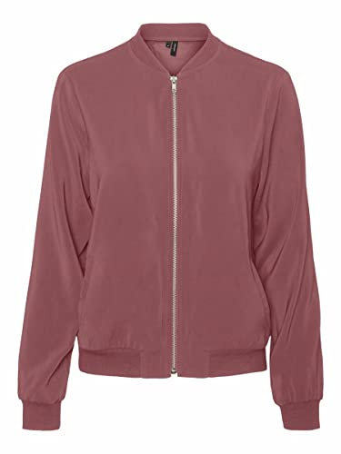 VERO MODA Veste de Tailleur pour Femme Fly Away Col Fermeture éclair Veste légère Polyvalente, Couleurs:Marron-3, Taille:L