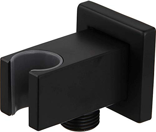 Handbrausehalter mit 1/2 Wandanschlussbogen, Messing, matt schwarz