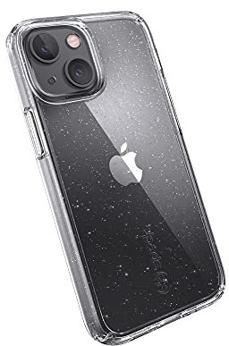 Speck Products Gemshell Glitter iPhone 13 mini/iPhone 12 mini Case, Clear/Clear with Platinum Glitter