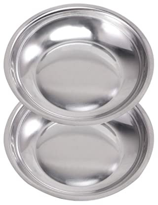 Luxshiny 2pcs Stainless Steel Sauce Dish Metal Round Seasoning Bowl Metal Sushi Dipping Bowl Appetizer Plate Serving Saucer Dessert Plate