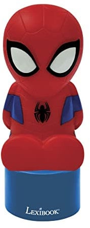 Lexibook Spiderman Nachtlicht und Lautsprecher für Kinderzimmer, Farbwechsel, weiches Licht, batteriebetrieben, blau/rot, NS01SP