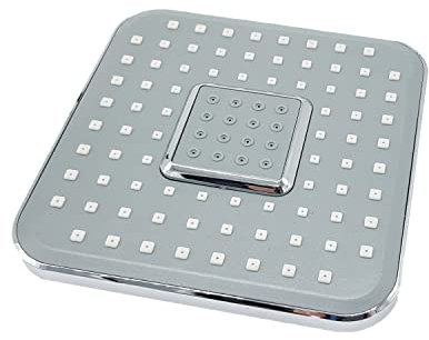 ZENZERO® - SOFFIONE DOCCIA in plastica con finitura cromata - QUADRATO 15x15 (cm) - Attacco 1/2 - doppio getto - Pezzi 1