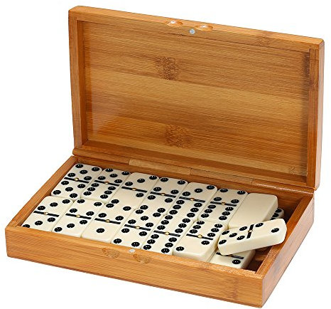 ERYUE Domino Spiel,Doppel-Sechs-Domino-Set Unterhaltung Feitspiel Spiel Spielzeug Black Dots Domino