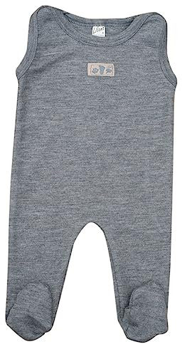 Lilano, Merino Strampler mit Fuß, 70% Wolle (kbT), 30% Seide, 210 gr./m² (Hellgrau, 62)