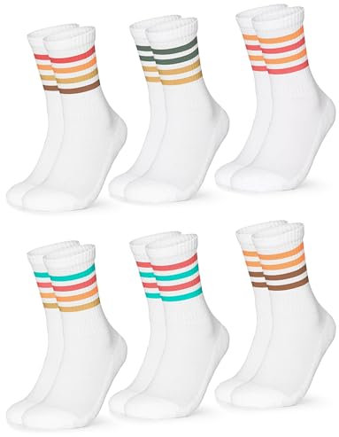 Occulto Damen Retro Tennissocken 80% Baumwolle 6er Pack (Modell: Steffi) 60s 39-42