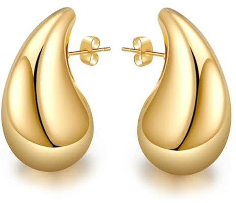 ATEIELLI Damenohrringe 18K Gold Dupes Wassertropfen Ohrringe Mode für Frauen JWE, M, Kupfer Gelbgold