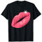 90er Jahre Party Pink Lippenstift Kiss Kuss Kussmund T-Shirt