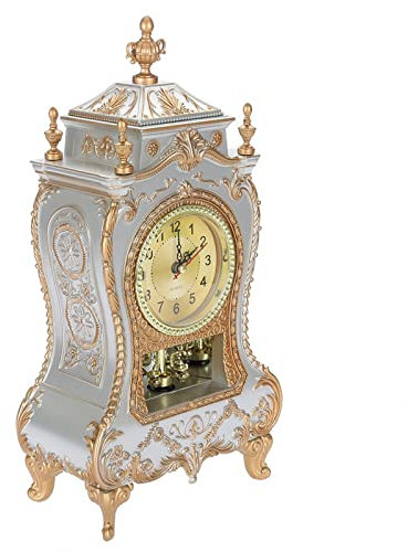 Yctze Tischuhr Im Vintage-Stil, Dekorativer Wecker aus Kunststoff für Zuhause und Hotel, Große Kutschenuhr, Ideal für Kaminsims, Wohnzimmer, Tischdekoration, Retro-Mesa-Stil