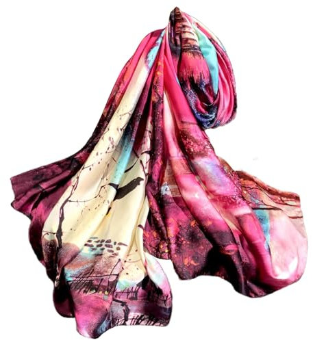 FAIRYGATE Halstuch Damen Seide Tücher Seidenschal Farben XXL Tücher Blumen Schals Seidentuch Stola Damen Festlich für Abendkleid Hochzeit Schal Tuch 180 * 90 cm 82024