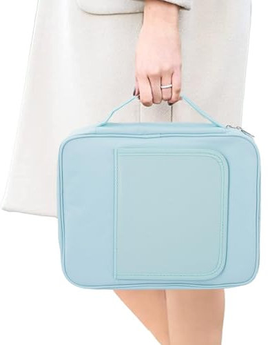 Grande custodia per bibbia – Borsa a mano con libreria e fascia elastica, borsa impermeabile con tasche multiple per una facile presa per contenere penne, libri, quaderni e tablet, blu