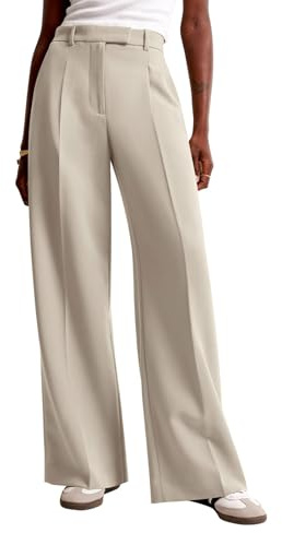 NIMIN Women Wide Leg Pants High Waisted Dressy Work Trousers Business Slacks Casual Pants 2026 Fashion Outfits with Pockets Apricot