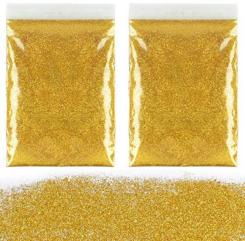 Glitzerpulver zum Basteln, 100g Glitzer Gold, Glitzer zum Weihnachten Basteln Kerzen, Glitzerpulver für Nägel Gesicht DIY Epoxidharz Kartenbasteln
