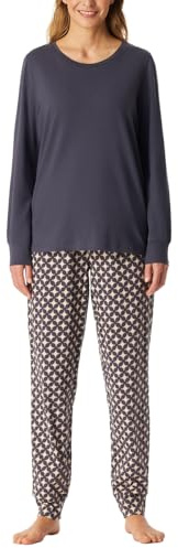 Schiesser Damen Schlafanzug lang mit Bündchen Baumwolle - Nightwear
