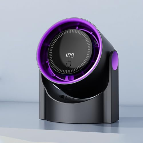 Portable Bladeless Fan, 100 Speed Digital Display Desktop Circulating Cooling Fan USB Rechargeable, For Home Office Bedroom Table Bedside, Camping, Hangable Adjustable Head Tilt Powerful cooler(Gray)
