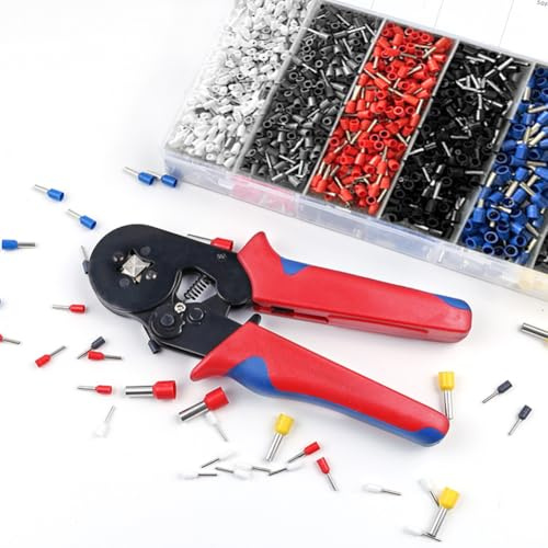 Ferrule Crimping Tool Kit, Self‑Adjustable Ratchet Wire Crimper Plier | 0.25‑10mm² (AWG 23‑7) with 1900Pcs Wire End Ferrules Terminals Sleeves, for Car Electrical Repair, DIY & Industrial Wiring