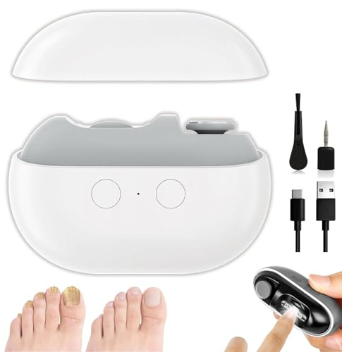 3-in-1 Multi-Functional Smart Nail Clipper for Seniors & Thick Nails - Electric Nail Trimmer with LED Light & Catcher - Painless Toenail/Fingernail Clipper, Low Vision (White)