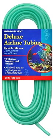 Penn-Plax Deluxe Airline Tubing for Aquariums – Made of Durable Silicone – Safe for Freshwater and Saltwater Fish Tanks – 20 Feet