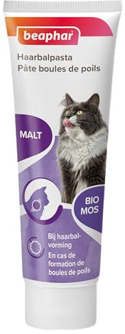 BEAPHAR – Pâte Anti Boules de Poils au Malt pour Chat – Aliment complémentaire – Favorise l'évacuation Naturelle des Boules de Poils – Meilleure santé intestinale – Malt & Bio-MOS – Tube 100 g