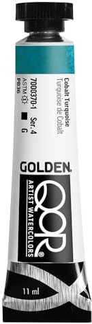 GOLDEN QoR Artist Watercolors, Cobalt Turquoise, 11 ml Tube