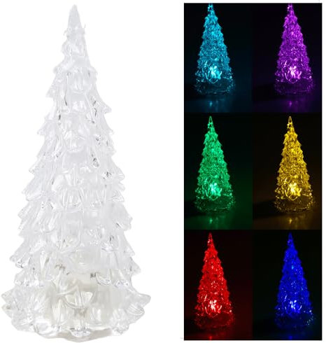 Novelty Clear LED Flashing Christmas Tree Table Lamp - 12 cm x 5 cm - Christmas Decoration, Xmas Decor, Festive Table Light, LED Light, Novelty By TRIXES
