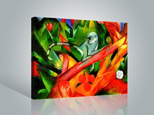1art1 Franz Marc Poster Das Äffchen, 1912 Bilder Leinwand-Bild Auf Keilrahmen | XXL-Wandbild Poster Kunstdruck Als Leinwandbild 80x60 cm