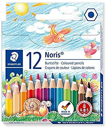 STAEDTLER Noris Club Half Length Coloured Pencil - Multi-Coloured, Pack of 12