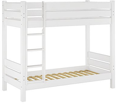 Erst-Holz Etagenbett für Erwachsene waschweiss 90x220 cm, Nische 100 cm, mit 2 Rollroste 60.16-09-220 W