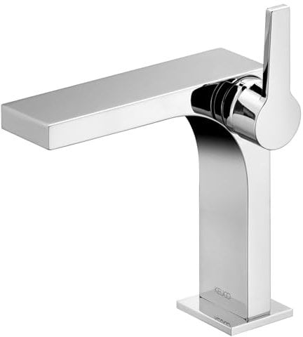 KEUCO Waschtisch-Armatur chrom für Waschbecken, Höhe 21cm, Einlochmontage, Design-Wasserhahn, Einhandmischer, Waschtischmischer, Edition 11
