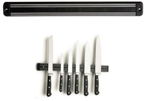 33cm Magnetic Knife Storage Rack Bar Holder Strip Block Black Wall Mounted