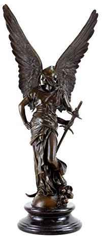 Kunst & Ambiente - Große Bronzefigur im Jugendstil - Paix/Frieden - Engel von Jules Coutan - signiert - XXL Skulptur auf Marmor - Statuen online kaufen - Wohndeko für Innen- und Außen