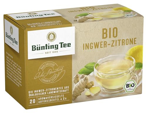 Bünting Tee Ingwer-Zitrone – Bio Tee-Mischung Früchtetee – 20 Teebeutel