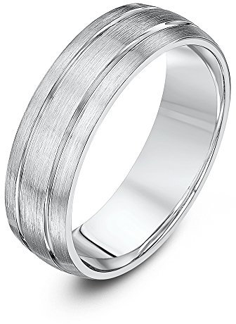 Theia Ehering Palladium 950 - massiv, Court Shape, 6mm mattiert und poliert, mit Rillen - Größe 61 (19.4)