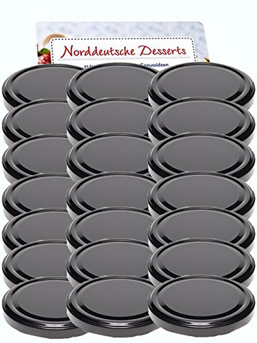 48 Twist-Off-Deckel Verschlüsse Ersatzdeckel Deckel für Sturzgläser Einmachgläser To 66 Passend für 70/125 / 167 ml (Schwarz)