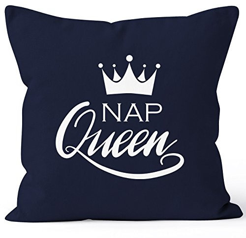 MoonWorks Kissenbezug NAP Queen Crown Kissen-Hülle Deko-Kissen Baumwolle Navy 40cm x 40cm