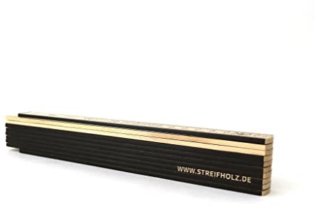 Zollstock aus Holz mit Winkelfunktion, Meterstab mit Plan Skala & 90° Rastung, im STREIFHOLZ DESIGN