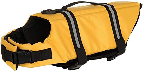 Hund Schwimmweste Schwimmen Sicherheitsmantel Schwimmschwimmweste Lebensretter mit Griff für kleinen Hund Welpen großen Hund (Gelb, L)