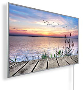 Infrarotheizung mit Bild – Bildmotiv – TÜV SÜD - 450 Watt Bildheizung + Smart Thermostat + Könighaus APP - Weißer Rahmen (42. Steg)