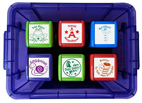 SuperStickers Box mit sechs Lobpreis-Stempeln – einschließlich Très Bien, Bravo und Bel Effort!
