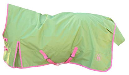 Pferdedecke-Winter indira pro 400g Wasserdicht Ripstop 1200d high-Neck (145 cm, Grün 01 - Pink 01)