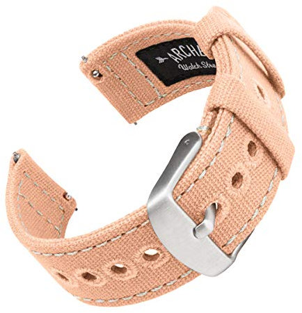 Archer Watch Straps - Canvas Uhrenarmbänder mit Schnellverschluss (Helles Korallenrot, 20mm)