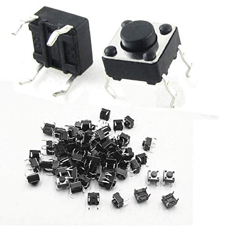 Youmile 100Pcs Botón Táctil 6x6x4.3mm 4 Pines SMD SMT Interruptor Táctil Momentáneo DIP